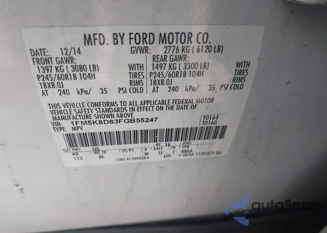 2015 Ford Explorer Xlt z USA, uszkodzony, nr VIN 1FM5K8D83FGB55247